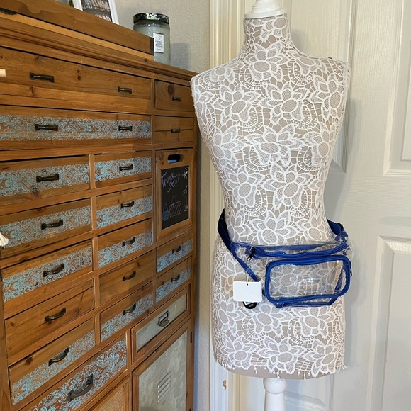 Clear/ Transparent Belt Bag/ Waist Bag- Blue Accents - Picture 3 of 11